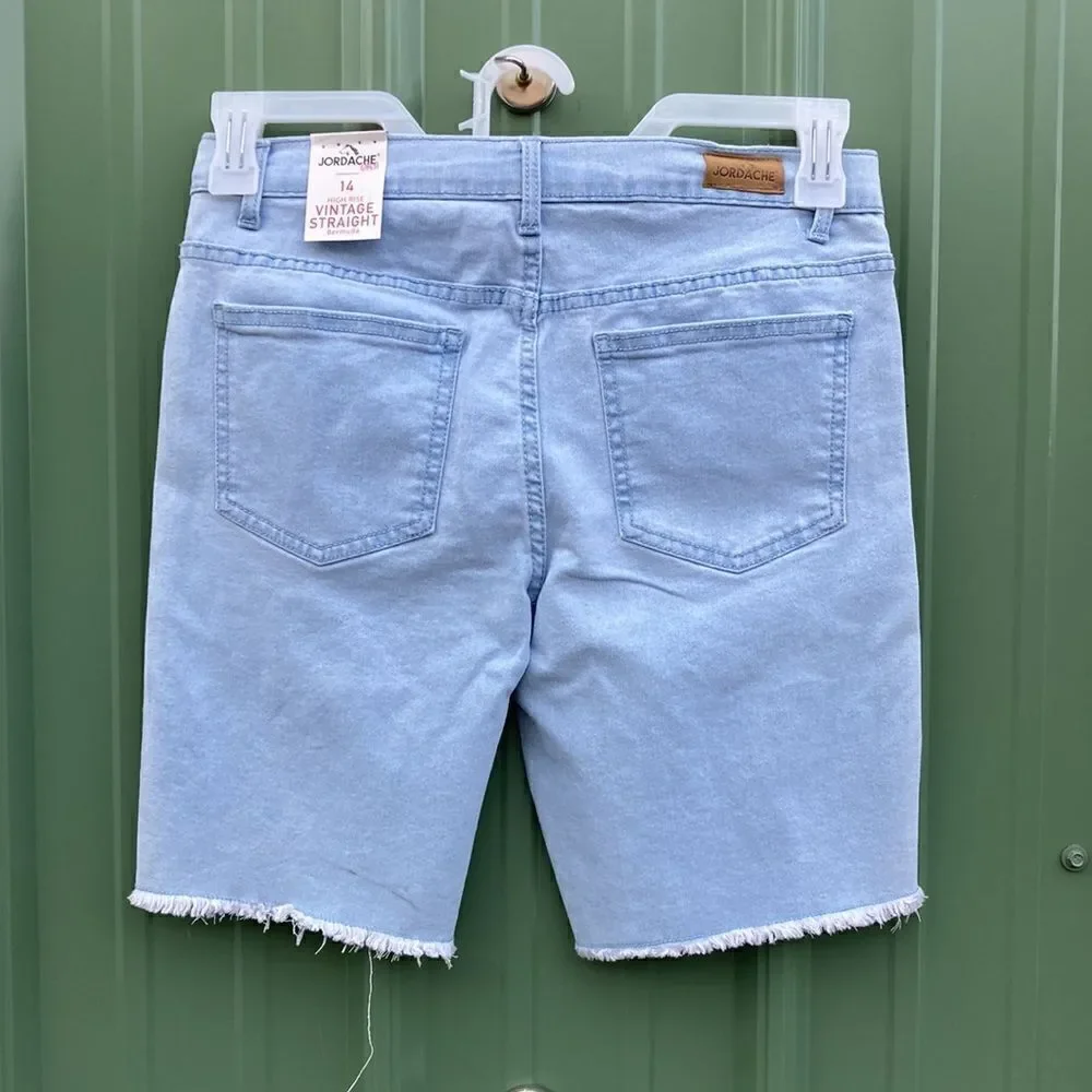 Girls Sleeveless Woven Tank Top & Crochet Denim Bermuda Shorts 2-Piece Set